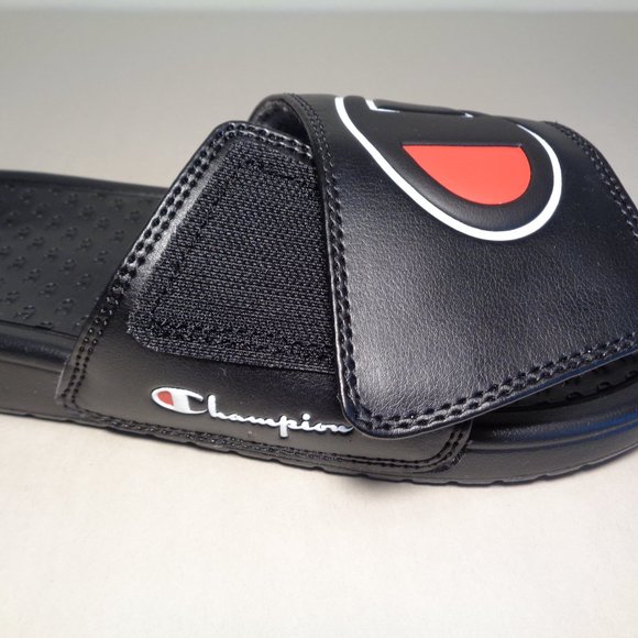 Champion Size 12 M LOGO SLIDE Black Sandals New Men's Shoes - Picture 12 of 15